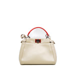 thumbnail Mini Peekaboo Nappa Leather Beige/Red Bag PHW With Strap - L'UXE LINK