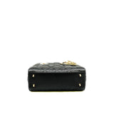thumbnail Small Black In Satin Lady Dior With Crystal Buckle GHW With Strap - L'UXE LINK