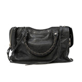 thumbnail Mini Le City Bag In Black Arena Storico Lambskin PHW With Logo Strap - L'UXE LINK
