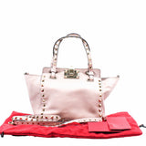 thumbnail ROCKSTUD TOTE PEBBLED SMALL LEATHER LIGHT PINK PHW - L'UXE LINK