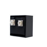 thumbnail Metal Crystal Square Silver CC Earrings - L'UXE LINK