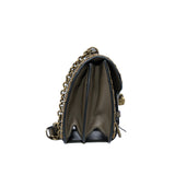 thumbnail limited flap bag with studs in leather grey ghw/phw - L'UXE LINK