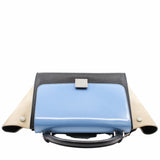 thumbnail TRAPEZE HANDLE BAG SMALL BLUE PATENT PHW - L'UXE LINK