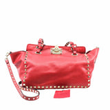 thumbnail Rockstud Tote Pebbled Small Leather Red PHW - L'UXE LINK