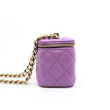 thumbnail Mini Vanity Case In Purple Lambskin Leather With Coco Chain Bag GHW Seri 32 - L'UXE LINK