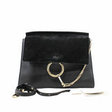 thumbnail Faye medium suede mix leather black ghw - L'UXE LINK