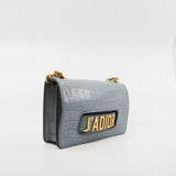 thumbnail Medium J'adior In Grey Crocodile Leather Chain Flap Bag GHW - L'UXE LINK