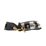 thumbnail Canvas Embroidered Studded Checkered Shoulder Strap In White Black GHW - L'UXE LINK