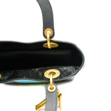 thumbnail Medium Lady Dior Wheel Of Fortune Black Printed Leather Handbag GHW With Strap - L'UXE LINK