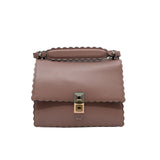 thumbnail Small Kan I Nude Pink Calfskin Scalloped Studded Shoulder Bag - L'UXE LINK