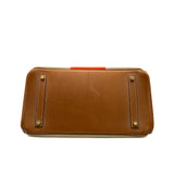 thumbnail birkin 35cm in orange beige fabric/faubourg ghw R stamp - L'UXE LINK