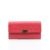 thumbnail Interlocking CC Logo In Pink Calfskin Long Flap Wallet GHW Seri 24 - L'UXE LINK