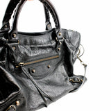 thumbnail CITY CLASSIC STUDS BAG METALLIC LEATHER black ANTIQUE BRASS - L'UXE LINK