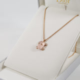 thumbnail Tête De Mort Necklace In Rose Gold/Diamond/Pink Quartz - L'UXE LINK