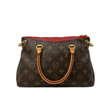 thumbnail Pallas BB In Brown Monogram Canvas Red Leather Handbag GHW With Strap - L'UXE LINK
