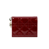 thumbnail Mini Lady Dior In Cherry Red Patent Cannage Calfskin Gardenia Wallet GHW - L'UXE LINK