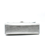 thumbnail Metallic Silver/Blue Grained Calfskin Diorever Squad Flap Bag PHW With Strap - L'UXE LINK