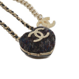 thumbnail heart mirror necklace in tweed grey/ghw - L'UXE LINK
