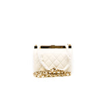 thumbnail mini vanity box with pearl cc buckle chain bag in lambsbkin White ghw #XG