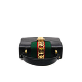 thumbnail Mini Sylvie Black Leather Top Handle Bag Ghw with Strap - L'UXE LINK