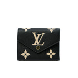 thumbnail Victorine Bicolor Monogram Empreinte Leather Wallet In Black And Beige GHW - L'UXE LINK
