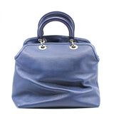 thumbnail Medium Granville In Blue Calfskin Leather Handbag PHW With Strap - L'UXE LINK