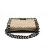 thumbnail Old Medium Leboy In Beige Calfskin Leather Chained Flap Bag PHW Seri 21 - L'UXE LINK