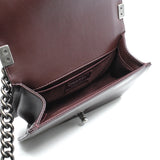 thumbnail Small Chevron Leboy In Lambskin Burgundy Flap Bag PHW Seri 19 - L'UXE LINK