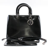 thumbnail Medium Diorissimo In Black Patent Leather Handbag PHW With Strap - L'UXE LINK