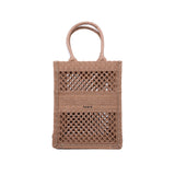 thumbnail Clay-colored Mesh Embroidery Vertical Book Tote - L'UXE LINK
