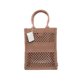 thumbnail Clay-colored Mesh Embroidery Vertical Book Tote - L'UXE LINK