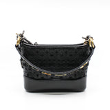 thumbnail Small Gabrielle In Black Calfskin and Wool Felt Hobo Bag With Logo Handle Laser Cut Seri 28 - L'UXE LINK