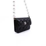 thumbnail Black Lambskin Leather Quilted Maxi Pearls Chain Card Holder Flap Bag LGHW Seri 31 - L'UXE LINK