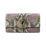 thumbnail Capucines In Metallic Python And Leather Flap Snap Wallet PHW - L'UXE LINK