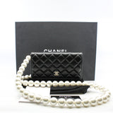 thumbnail Pearl Wallet On Chain In Black Calfskin Leather Crossbody Bag Seri 30 - L'UXE LINK