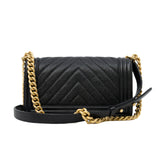 thumbnail Medium Leboy Chevron In Black Caviar Leather Flap Bag GHW Seri 26 - L'UXE LINK