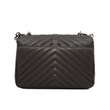 thumbnail College Medium In Quilted Calfskin Leather Dark Grey Silver - L'UXE LINK