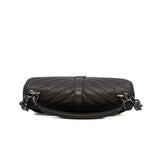 thumbnail College Medium In Quilted Calfskin Leather Dark Grey Silver - L'UXE LINK