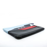thumbnail 16P CC Logo Airline Pouch Lambskin Leather In Blue/Red/Black SHW - L'UXE LINK