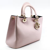 thumbnail Small Diorissimo In Nude Pink/Black Calfskin Handbag GHW With Strap - L'UXE LINK