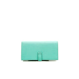 thumbnail Bearn Soufflet Long Wallet 6U Vert D'eau In Chevre Leather PHW Stamp A - L'UXE LINK