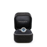 thumbnail pt950 round aquamarine 3.33ct soleste single row ring size 6 - L'UXE LINK