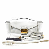 thumbnail Sound Lock strap bag leather white ghw - L'UXE LINK