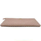 thumbnail large chevron  clutch in leather beige ghw seri 24 - L'UXE LINK