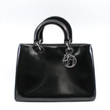 thumbnail Medium Diorissimo In Black Patent Leather Handbag PHW With Strap - L'UXE LINK