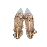 thumbnail Garavani Rockstud Pointed Toe Ballerina in leather baby blue ghw #38