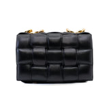thumbnail Chain Cassette Padded Black Intreccio Lambskin Leather Crossbody Bag - L'UXE LINK