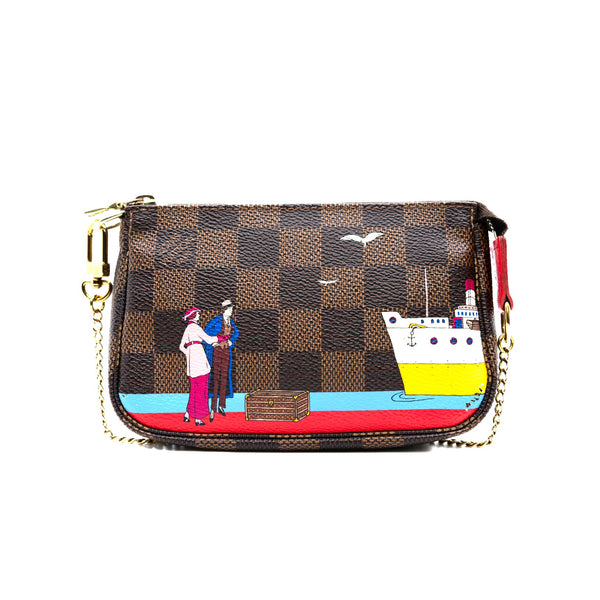 Damier Ebene 2016 Christmas Animation Mini Pochette Accessories – L'UXE LINK