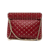 thumbnail Medium Rockstud Spike Flap Bag Nappa Leather Red GHW - L'UXE LINK