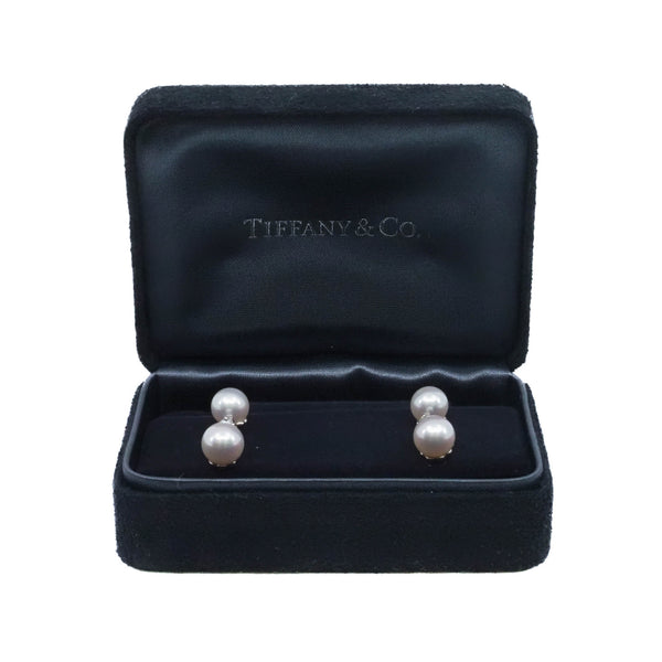 Tiffany Aria Drop Earrings pearl three diamonds rrp5900